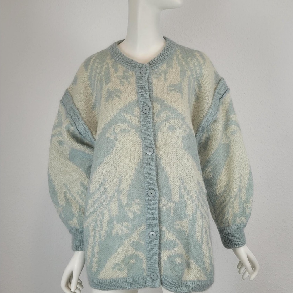 ISO!!! NOT FOR SALE!!!! Vintage 80’s Escada sweater cardigan in cream and blue